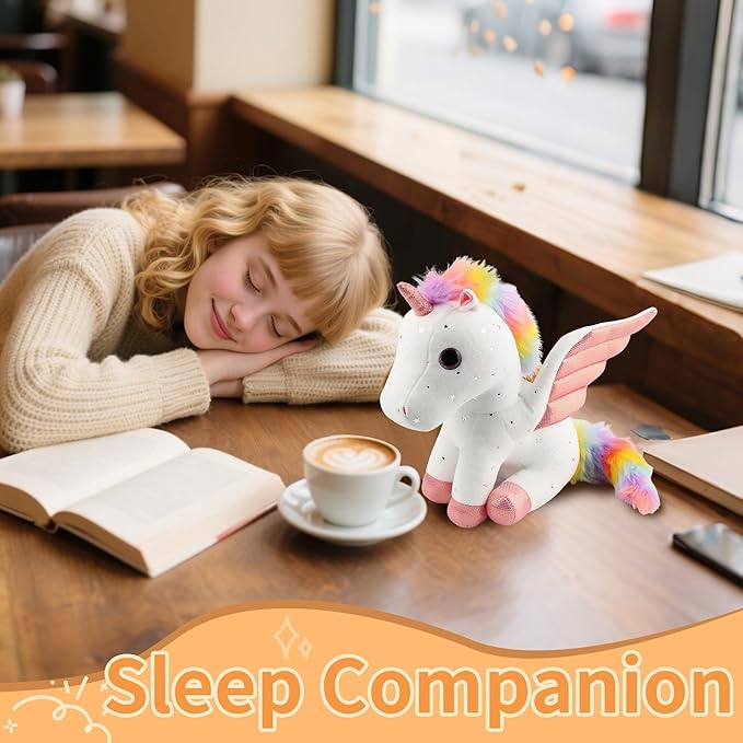 Unicorn Stuffed Animal with Wings, Soft Unicorn Stuffed Animal for Kids Girls Lovers Women, 11.8 Inches Cute Plush Toys Hugging Pillow Plush Animals Gift for Birthday Valentine Christmas Decor White