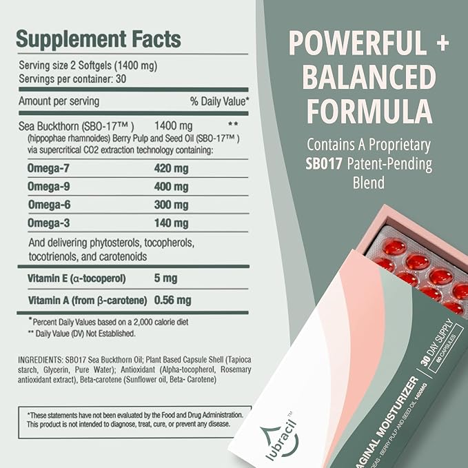 Lubracil Vaginal Moisturizer for Women, Hydrating Formula - 60 Count,3 Pack | Lubracil Vaginal Moisturizer Formula with Sea Buckthorn Oil & Omegas hydrate, soften dryness, and promote feminine wellness