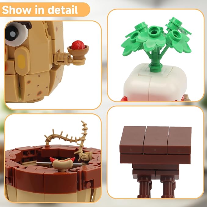 Potato Model Building Set - Creative Potted Plant Building Blocks Toy for Kids & Adults, Compatible with Lego, DIY Home & Office Decor, Ideal Gift for Birthday, Christmas (JJ9208)
