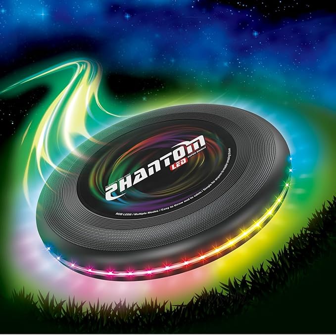 Flying Disc with Million LED Colors Total 41 LEDs Powered, 35 Brilliant LED at Edge 13 Lighting Modes Waterproof Flying Ring, Camping for Kids Teens Aduits for Kids, Perfect Ages 6+