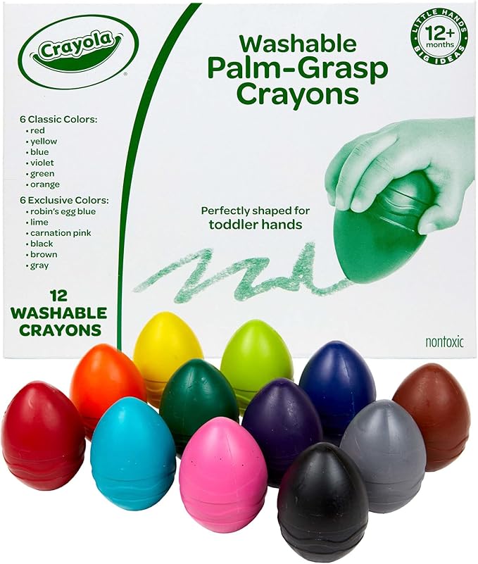 Crayola Large Egg Crayons (12ct), Essential Easter Basket Stuffers, Jumbo Washable Crayons for Toddlers, Spring Craft Supplies, Small Easter Egg Gift, Ages 1+