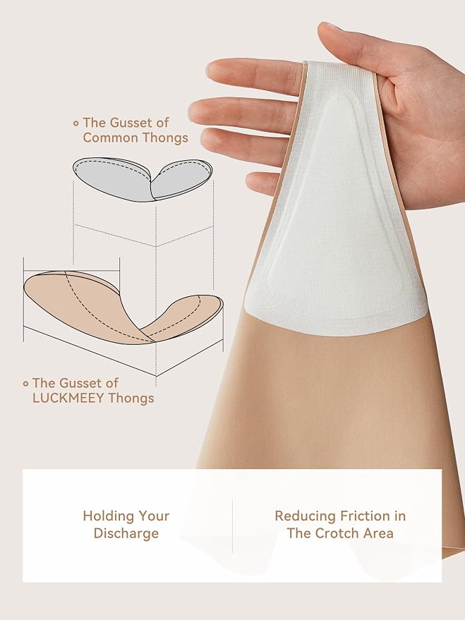 LUCKMEEY Cotton Thongs for Women Seamless Thongs for Women No Show Thong Panty Liners Workout G-String Thongs Underwear