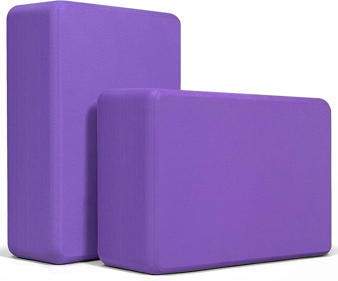 Yoga Blocks 2 Pack, Premium Yoga Brick Foam Blocks to Improve Strength, Flexibility & Balance, Light Weight - Safe and Stable Support for Yoga, Pilates, Meditation & Stretching