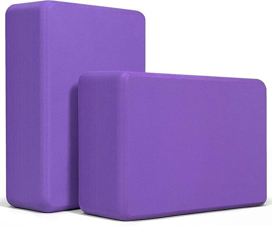 Yoga Blocks 2 Pack, Premium Yoga Brick Foam Blocks to Improve Strength, Flexibility & Balance, Light Weight - Safe and Stable Support for Yoga, Pilates, Meditation & Stretching