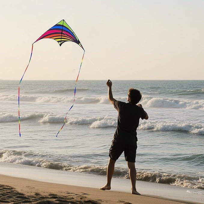 Kites for Kids and Adults, Easy to Fly for Beach, Single Line Kite Set for Beginners