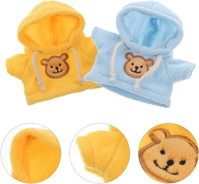 Toyvian 2pcs Small Plush Bear Doll Costume Outfit Girl Boy Plush Doll Hooded Sweater Clothes Cute Stuffed Animal Outfit Clothing for 6-8 Inch Bears