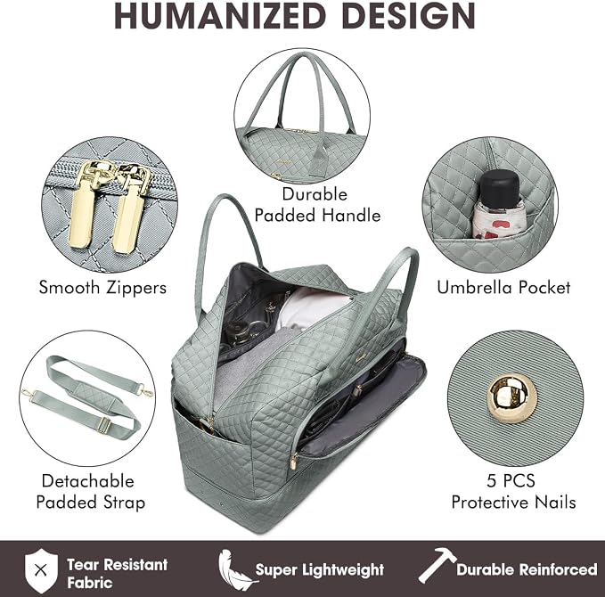 Travel Duffle Bag Weekender for Women - 38L Carry-On Overnight Personal Item Bag with Shoe Compartment & Wet Pocket Weekend Tote Bags with Toiletry Hospital Bags for Labor and Delivery