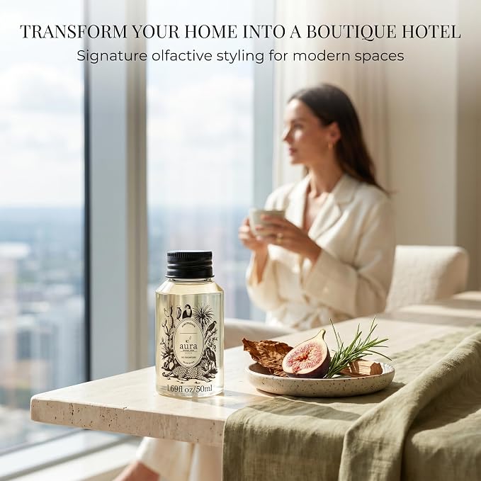 A U R A - Monaco Fragrance Oil for Waterless Scent Diffuser - Inspired by L.Labo-Noir | (1.7 fl oz, 50 ml) Pure Essential Oil Blends for Aromatherapy Diffuser & Hotel Collection Oil Diffuser