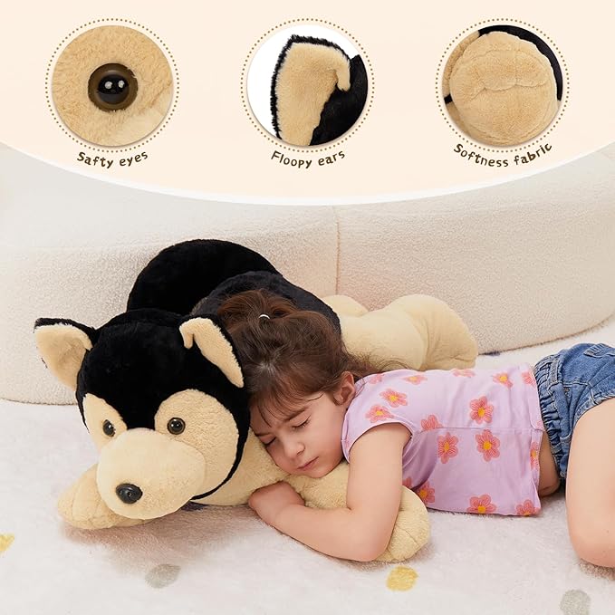 MorisMos 32inch Giant German Shepherd Dog Stuffed Animals, Large Stuffed Dog Plush, Big Puppy Pillow Birthday Gifts Kids Girls Boys