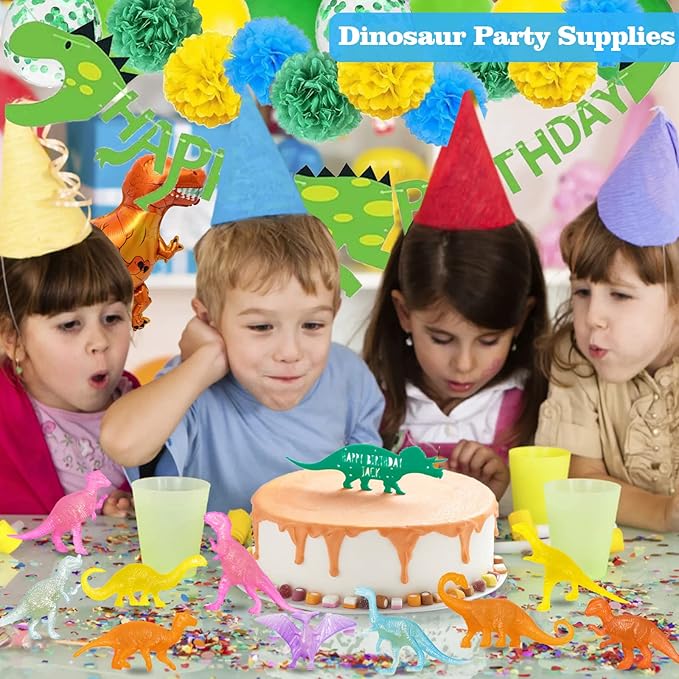 OuMuaMua 78pcs Glow in The Dark Dinosaur Toys Set, Mini Plastic Realistic Dinosaur Figures Glow Toys for Kids Toddler Goody Bag Stuffers, Dinosaurs Theme Party Favors Supplies