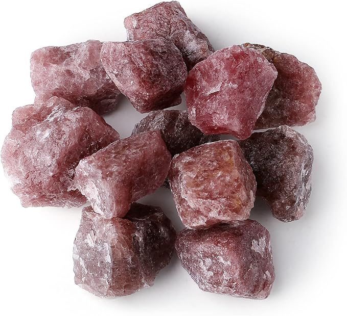 LAIDANLA Strawberry Quartz 2" Natural Rough Stones Crystal Large Raw Crystals Bulk Healing Gemstones for Reiki Healing Tumbling Fountain Rocks Wire Wrapping Decoration 4PCS 0.55lb
