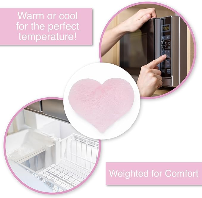 1i4 Group Cozy Microwavable Plush Toys - Heated Stuffed Heart Shape - Heatable Coolable Bedtime Comfort Plushie - Pink