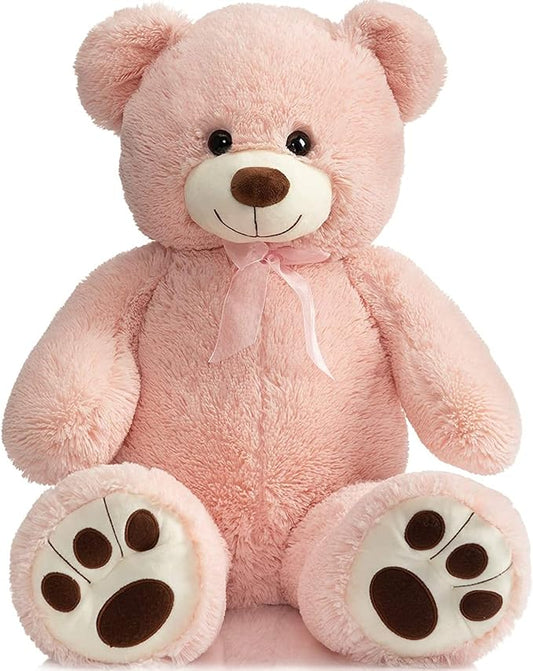 HollyHOME Teddy Bear Stuffed Animal Plush Giant Teddy Bears with Footprints Big Bear 36 inch Pink