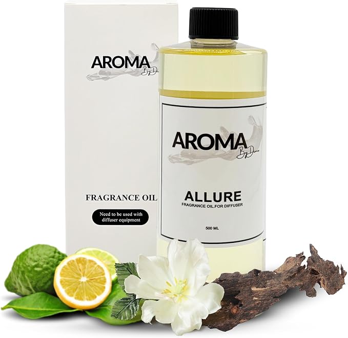 Essential Oils for Diffuser - Allure Fragrance Oil Blend - Luxury Hotel Inspired Aromatherapy Oils - Bergamot, Rose and Jasmine Scent - 500ml