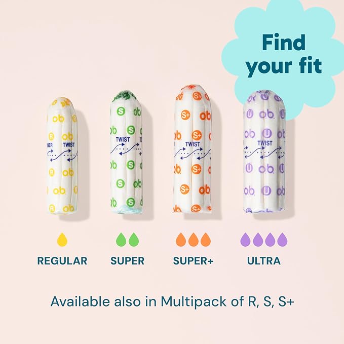 o.b. Tampons No Applicator, Fragrance-Free - 40ct | Applicator-Free Tampons Ultra, Feminine Care, ob Tampon Ultra, Period Products