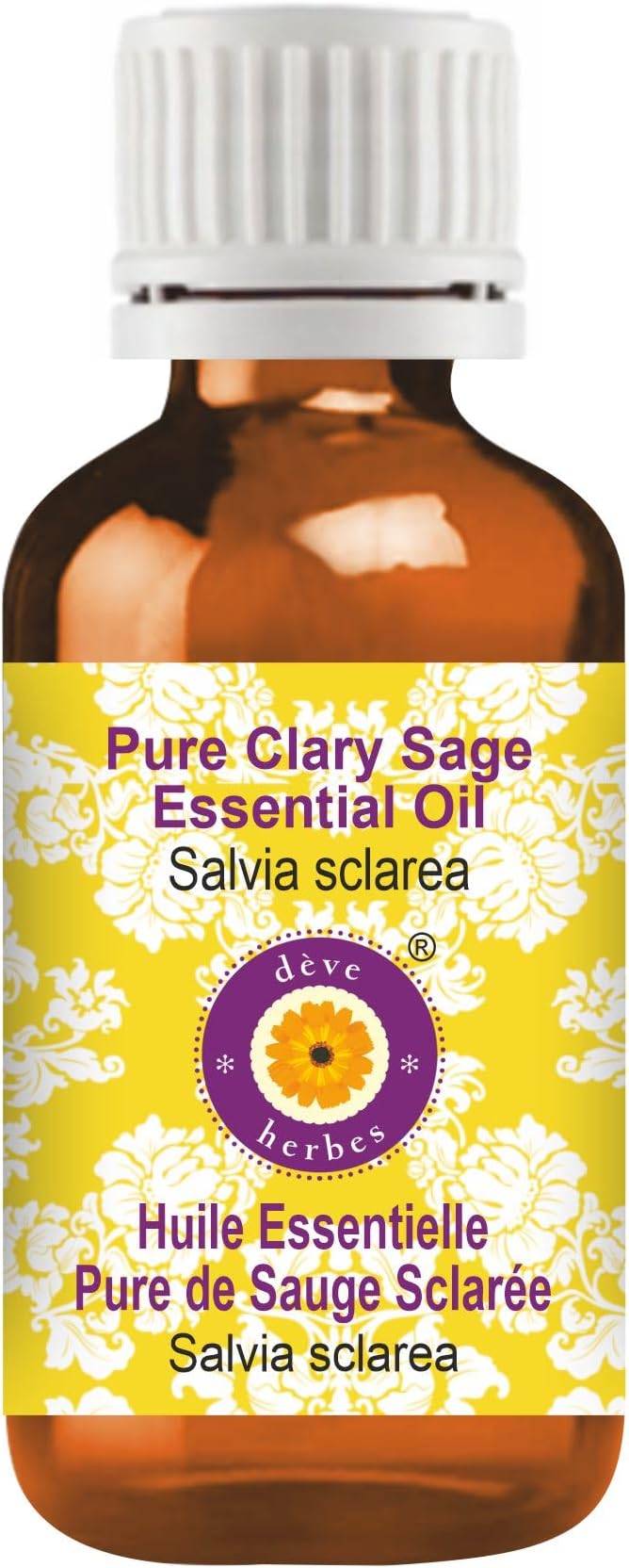 dève herbes Clary Sage Essential Oil (Salvia sclarea) Pure | Non-Sticky | Non-Greasy | Lightweight | Men & Women | All Skin Types | Steam Distilled 10ml (0.33 oz)
