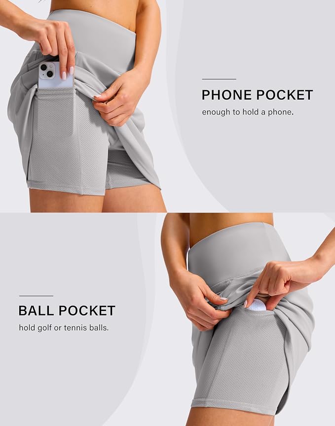 16'' Skorts for Women with 4 Pockets High Waisted Golf Skirt | Built-in Shorts, Stretch, A Line, Pickleball, Athletic, Casual, Tennis Skirt