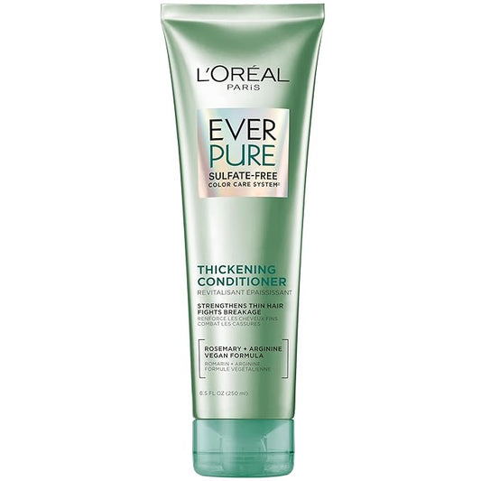 L'Oreal Paris Thickening Sulfate Free Conditioner, Thickens + Strengthens Thin, Fragile Hair, Hair Care with Rosemary Leaf, EverPure, 8.5 Fl Oz (Packaging May Vary)
