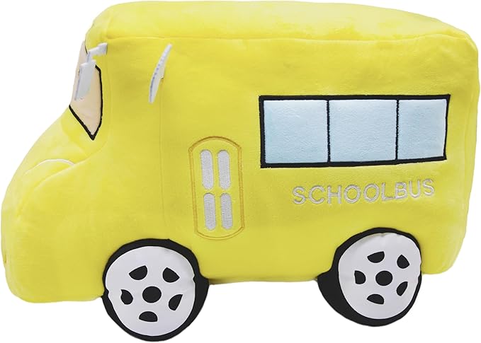 Soft Plush School Bus Stuffed Car Toy Super Cute Yellow Truck plushie Excellent Gifts for Kids or Birthday Party 11 Inches