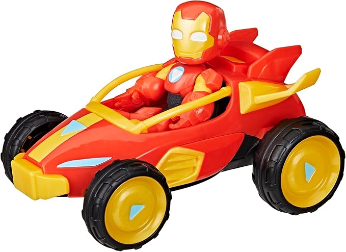 IRON MAN AND HIS AWESOME FRIENDS Marvel Iron Racer Action Figure & Toy Vehicle, 3-Inch Action Figures, Super Hero Toys for Kids, Ages 3+