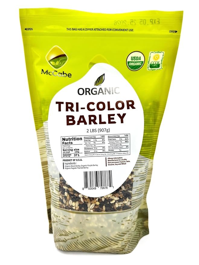 McCabe Organic Tri-Color Barley - Tri-Color Barley Organic | Rich with Fiber & Minerals | USDA and CCOF Certified |