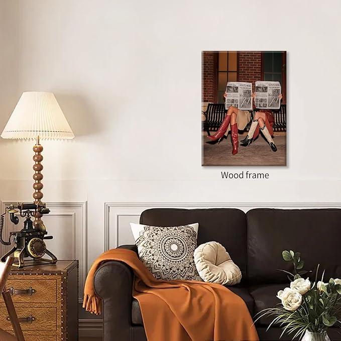 Brown Luxury Old Money Style Woman Wall Art Trendy Newspaper Poster 08x10 inch Framed Vintage Aesthetic Canvas Prints for Bedroom Bar Apartment Wall Decor