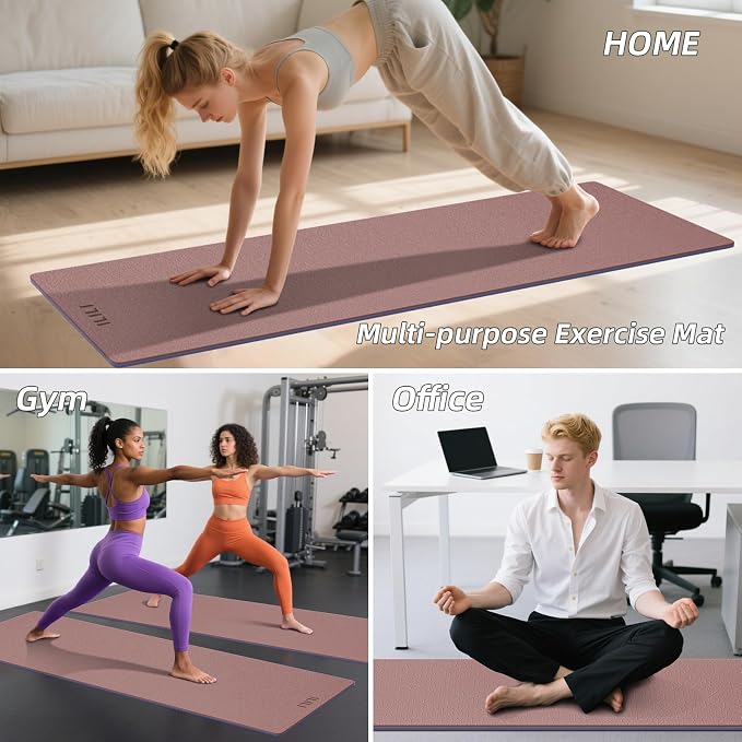 ILILI Yoga Mat 10mm Extra Thick and 193cm Extra Long, 76x28×0.4 Inch, Double Color Non-Slip TPE Material, Easy Carrying with Strap, Ideal for Yoga, Pilates, Floor Exercise, Home and Outdoor Use, Eco Friendly