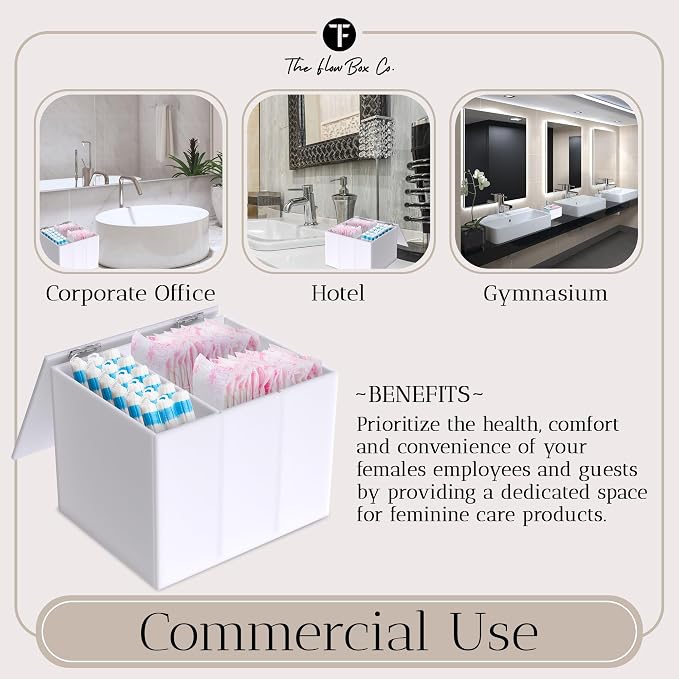 The Flow Box Tampon and Sanitary Pad Organizer - Bathroom Organizer with Removable Dividers, Tampon Storage Box, Discreet Feminine Care Storage, Feminine Care Organizer