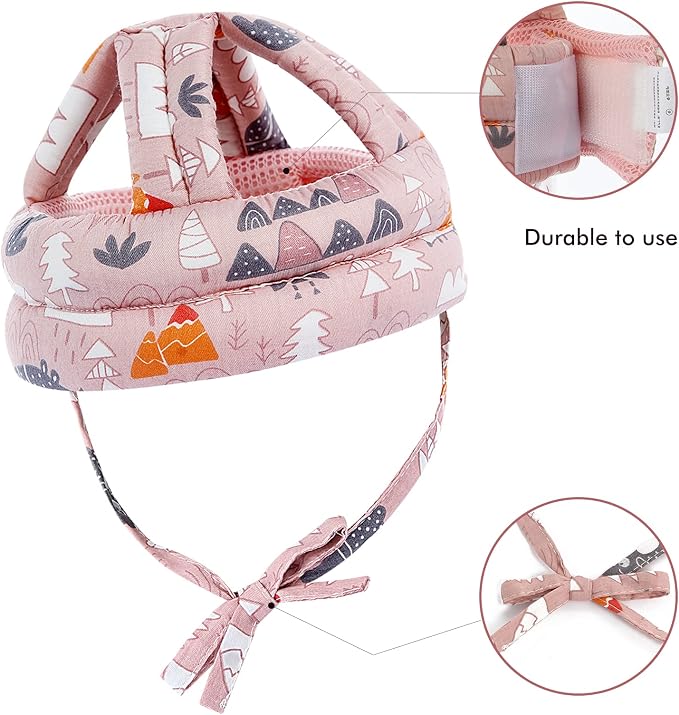 Baby Safety Helmet Infant Toddler Breathable & Adjustable Head Cushion Bumper Bonnet for Running Walking Crawling (Pink), BB-1003