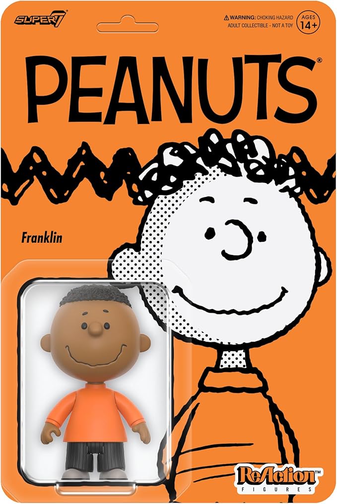 Super7 Peanuts Franklin Reaction Figure - 3.75" Peanuts Action Figure Classic Cartoon Collectibles and Retro Toys