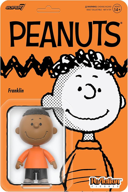 Super7 Peanuts Franklin Reaction Figure - 3.75" Peanuts Action Figure Classic Cartoon Collectibles and Retro Toys