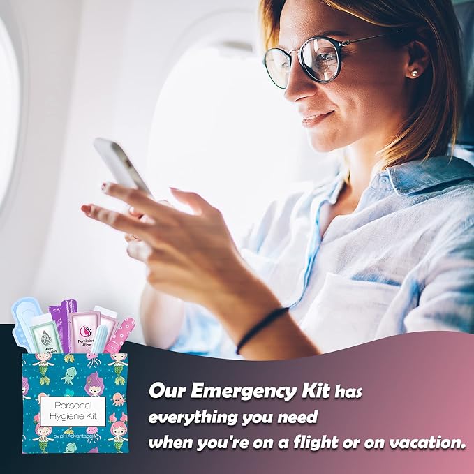 Menstrual Kit All-in-One 10 Pack | Convenience on The Go | Period Kit Pack for Travelling, Tweens & Teenager | Individually Wrapped Feminine Hygiene Product (Under the Sea)