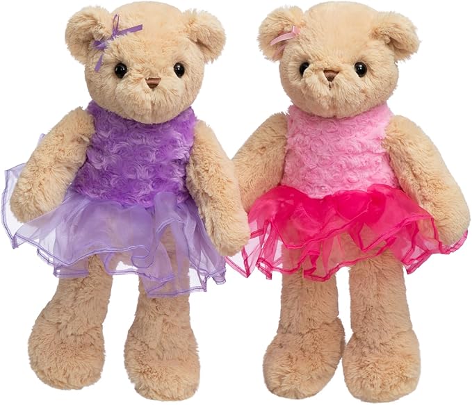 Ballerina Teddy Bear Stuffed Animal Cute Plush Bear in Tutu Skirt Birthday Dance Recital Gifts for Girls Kids 21’’ Pink