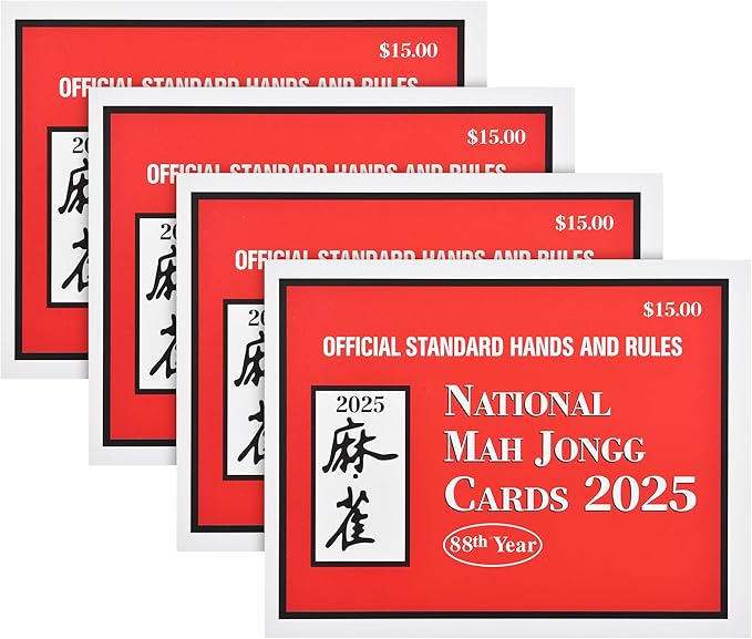 Mahjong Card 2025 Official Revision, 4Pcs Large Size Mah Jongg Card Set for Parties, Game & Outdoor