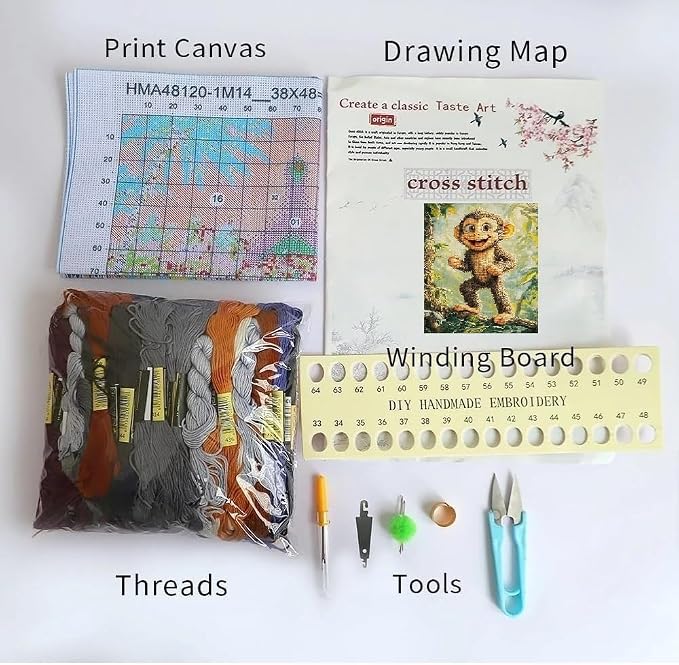 DIY Art Therapy Embroidery Kit,Pre-Printed Canvas 40x50cm,Relaxing Hand Stitch Project for Women,Beginners,Teens,Gift for Craft-Loving,Mountain Canyon Sunrise