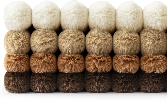 MIULEE Faux Fur Plush Decorative Throw Pillow Covers 20x20, Brown | Set of 4, Fall, Striped, Soft Boho Farmhouse Rustic Cozy Home Decor, Cushion Cases for Sofa Couch Bed Living Room