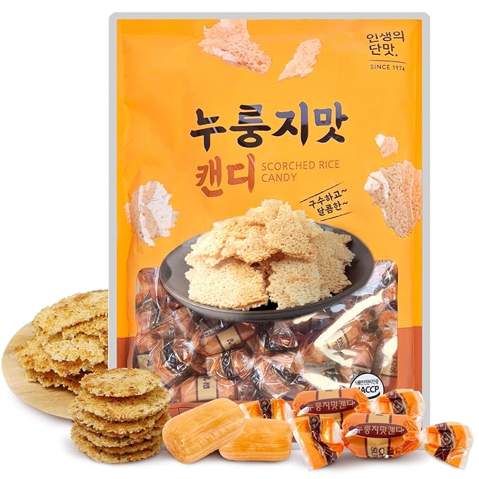 COELO Nurungji Candy 9.87oz (280g) | Savory & Nutty Sweet Flavor Korean Hard Candy | Office Pantry Travel Camping Party | Sharable Size On-The-Go K-Food Individually Wrapped Korean Snack 누룽지 캔디