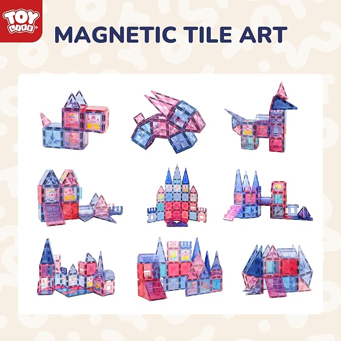 TOY Life Magnetic Tiles 68pcs Princess Castle Magnet Tiles with Windows Art, Building Toys Girls Magnet Tile for Toddlers 3+, Magnetic Tile Art for Kids Ages 4-8, Craft Toys Gifts for Kid