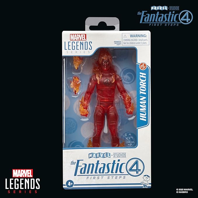 Marvel Legends Series Human Torch, The Fantastic Four: First Steps Johnny Storm Movie Collectible 6 Inch Action Figure Toy