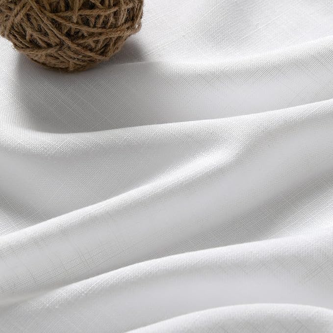 Nanspring White 36 Inch Length Kitchen Curtains Linen Blend Back Tab Privacy Light Filtering Bathroom Window Curtains Modern Sheer Short Curtain for Front Small Door Window Laundry RV Camper 26x36