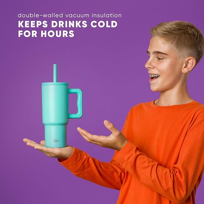 Simple Modern Kids 24 oz Tumbler with Handle and Silicone Straw Lid | Spill Proof and Leak Resistant | Reusable Stainless Steel Bottle | Gift for Kids Boys Girls | Trek Collection | Scout Mix