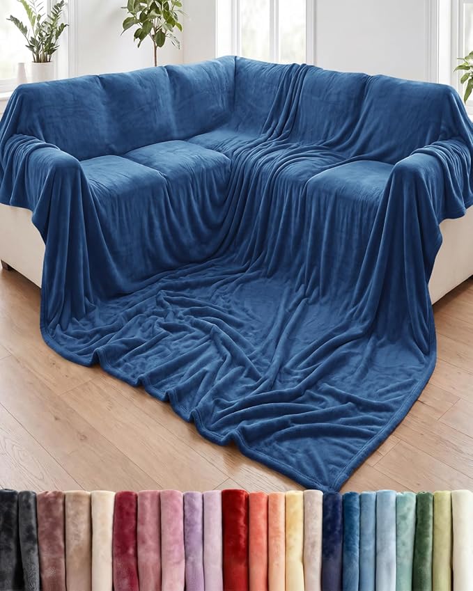 Ultra Soft Fleece Blanket Giant Blanket Size - Flannel Fleece Luxury Blanket - Lightweight for Couch Bed Chair - Thick, Warm and Breathable - All Season Cozy, Royal Blue