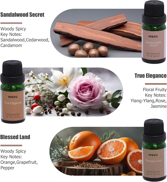Essential Oil Set- Gift Set of 6 Premium Fragrance Oils - Fragrance Oils for Perfume, Soap & Candle Making Scents, Oil Fragrance for car Diffuser,Premium Hotel scents for Oil Diffuser,Non Toxic
