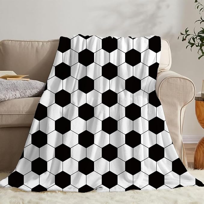 NEWCOSPLAY Throw Blanket Cute Soft Aesthetic Fleece Blanket for Kids Girls Boys Teens Cozy Blanket for Bed Couch Camping (Football, Throw(50"x60"))