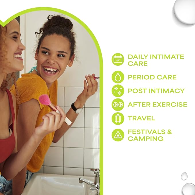 WaterWipes Refreshing Feminine Wipes, Stay Fresh On-The-Go, pH Friendly for Daily Intimate Care, Odor Removal, Gynecologist Approved, Fragrance Free, 28 Count