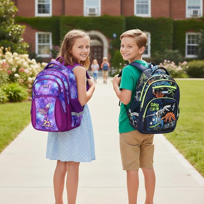 Cusangel Backpack for Boys Girls School Bookbags,Kindergarten Elementary Middle School Lightweight Waterproof Multifunctional Large Capacity for Backpack (16inch Luminous dinosaur)