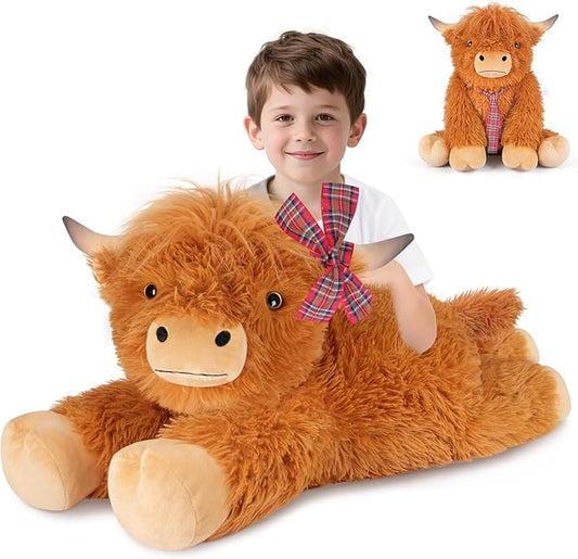 Giant Highland Cow Stuffed Animal 30", Jumbo Soft Giant Stuffed Animals, Highland Cow Plush Toys for Stress Relief & Sleep Aid, Huge Cuddly Cute Plushies Gift for Kids Adults