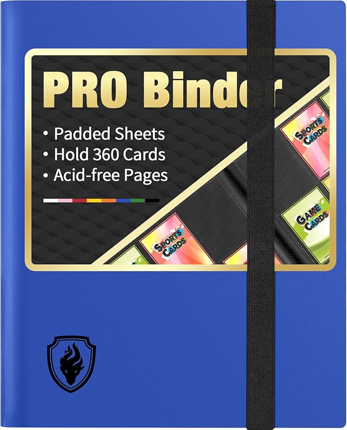 Heavy Duty Card Binder, Fabmaker 9 Pocket Trading Card Binder Holds 360 Cards, Sleek Side-Loading Card Album, Sturdy Card Collection Folder for TCG, MTG, Yugioh, Other Game Cards, Sport Cards, Blue