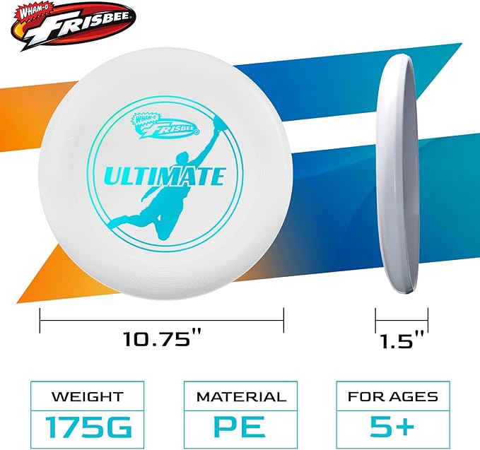 Wham-O Frisbee Official Ultimate 175g Flying Disc, 10.75 Inch, Professional Training Disc for Competition and Outdoor Fun (B(2Pack))