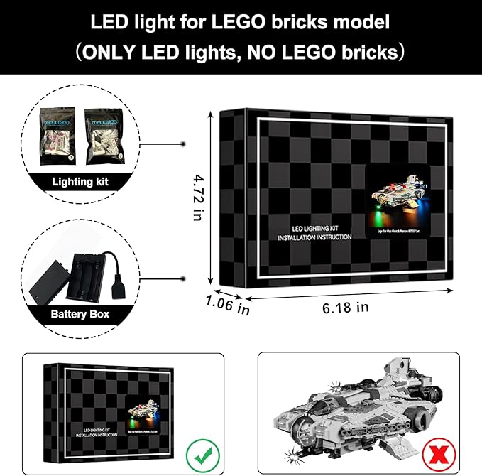 Vaodest LED Light for Lego Star Wars Ghost & Phantom II 75357 Set,Design and Configuration Compatible with Model 75357(LED Light Only, Not Building Block Kit)